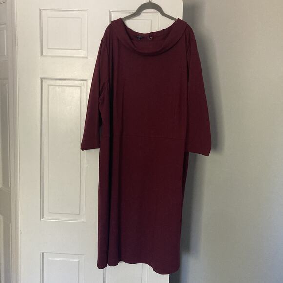 NWT Talbots Audrey Ponte Knit Burgundy Dress Stretch Plus size 24W - Picture 2 of 15